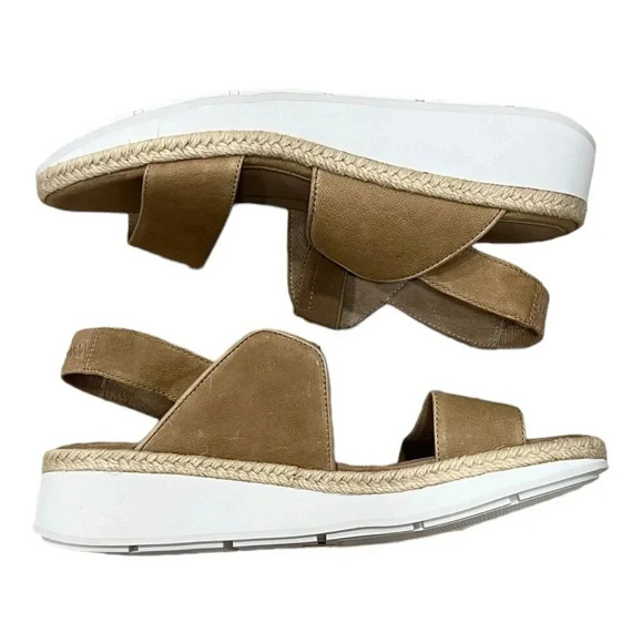Eileen Fisher Tan Dash Strappy Wedge Sandals 8 - Picture 1 of 6